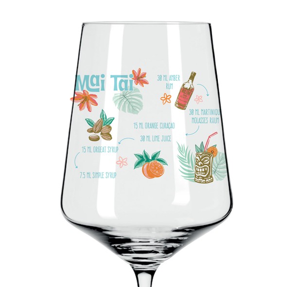 Modern illustration with the title 'Mai Tai cocktail recipe'