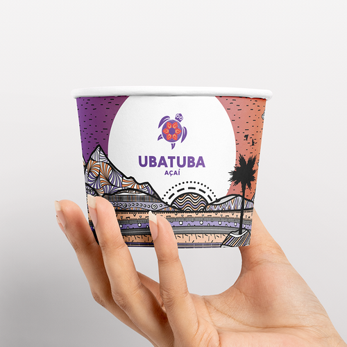 Art packaging with the title 'Label design for acai cups'