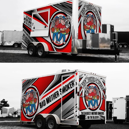 Race car design with the title 'BAD MOTHER SMOKERS wrap design'