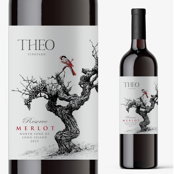 Design label with the title 'Label design for Merlot red wine'