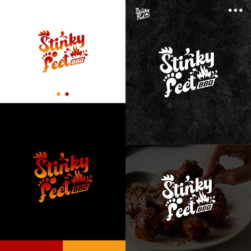 Chili pepper logo with the title 'Sinky Feet BBQ'