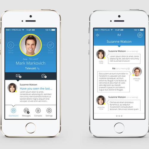 Adaptive design with the title 'User interface (UI) design for business/messaging application'