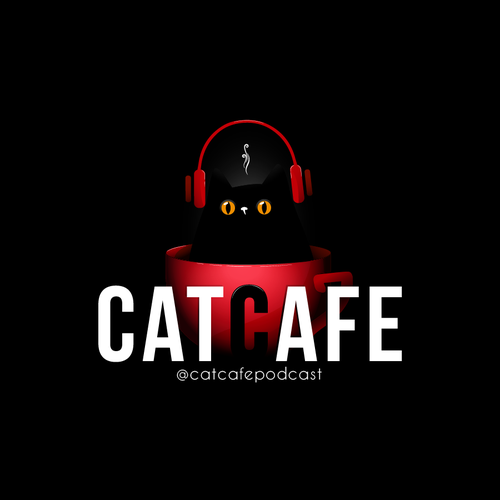 Feline logo with the title 'Cat Cafe'