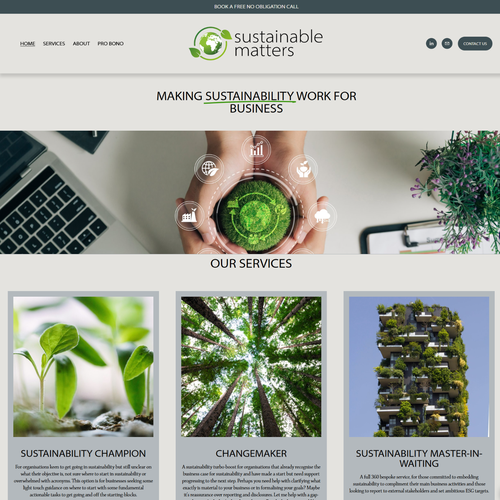 Sustainable design with the title 'Website - Sustainability Consultants'