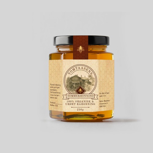 Honey label with the title 'Honey bottle lable design'