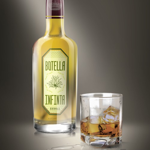 Art label with the title 'Product Label for "Botella Infinita" mezcal drink'