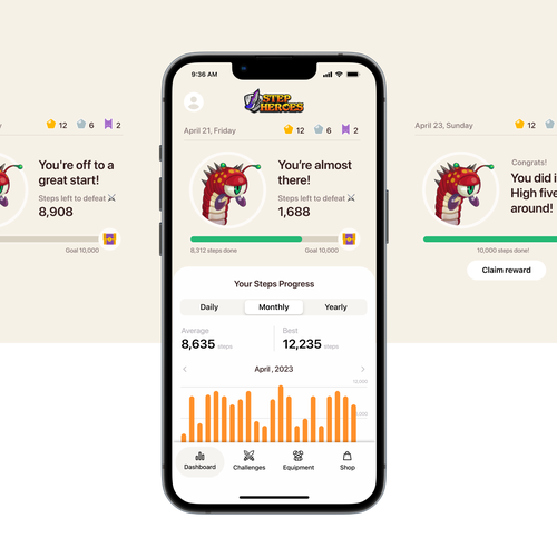 Activity design with the title 'Design the app for innovate fitness game'