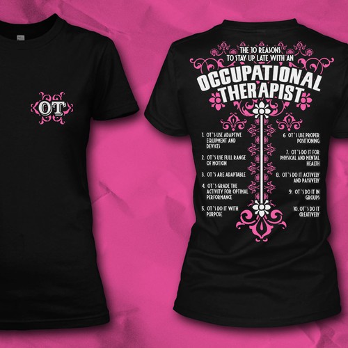 Feminine t-shirt with the title 'Create an Epic Shirt for Proud Occupational Therapists'