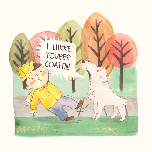 Book illustration artwork with the title 'Dog Illustration '