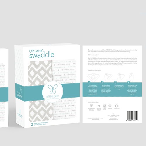 Baby packaging with the title 'Baby Swaddle package design'