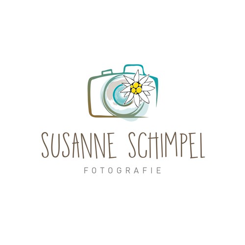 Camera logo with the title 'Create a nice, modern logo for a photographer'