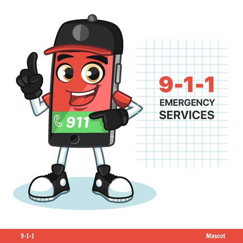 Mascot illustration with the title 'Emergency services mascot'