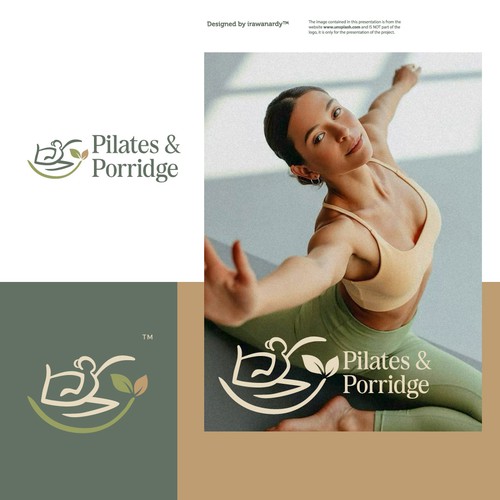 Healthy food logo with the title 'Pilates and Porridge'