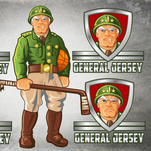 Team logo with the title 'Create Military General for sportswear company called, General Jersey.'