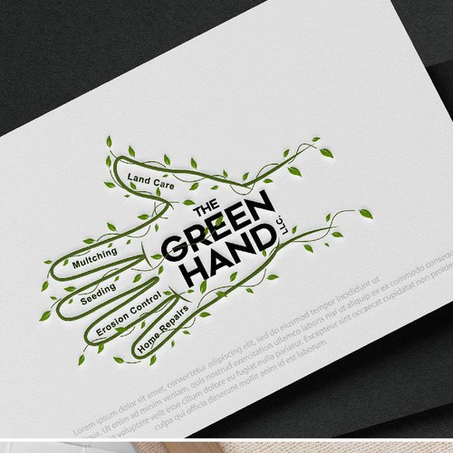 Pen tool logo with the title 'The Green Hand LLC.'