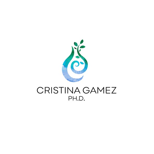 Leaf design with the title 'Cristina Gamez, Ph.D.'