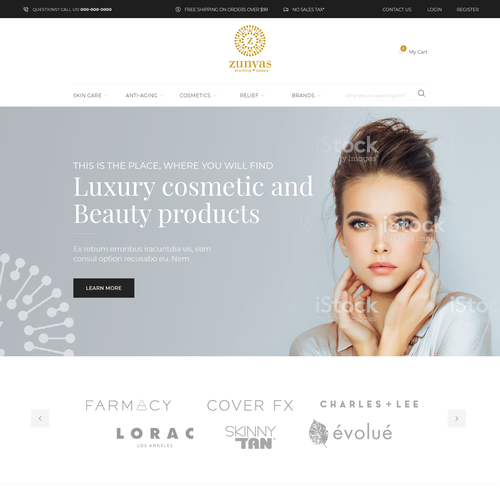 Beauty product website with the title 'Homepage design for beauty product website'