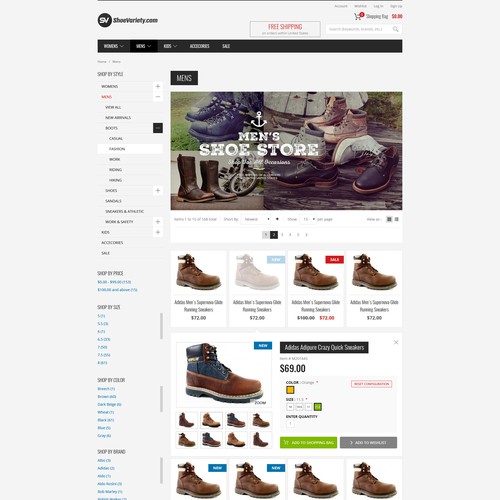 Fashion website with the title 'Footwear Store Website Design Contest - Winner Guaranteed'