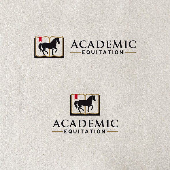 Dressage design with the title 'Academic Equitation logo for horse training company'