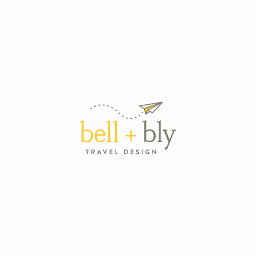 Paper plane design with the title 'bell + bly Logo Design'