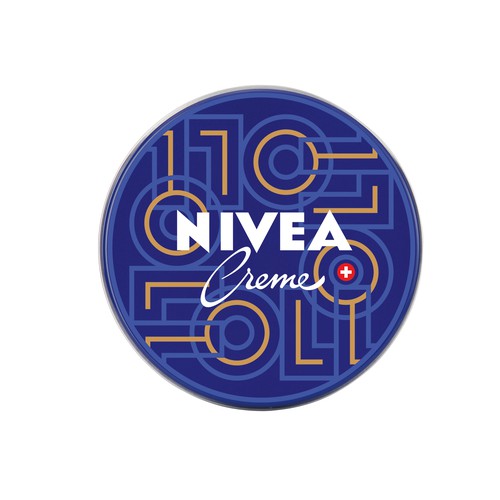 Packaging illustration with the title 'NIVEA Creme Swiss 110 Years Anniversary Edition'