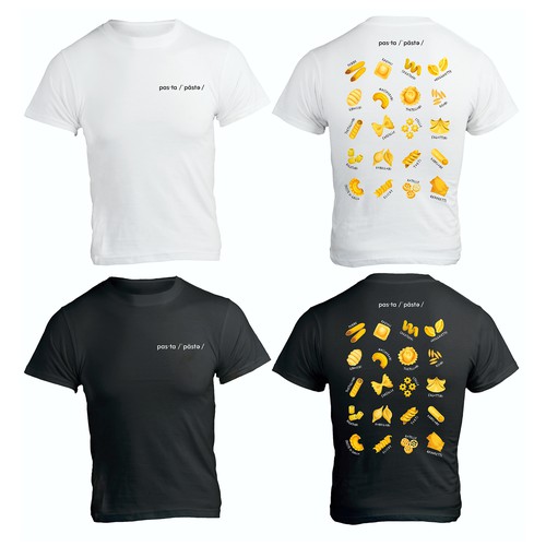 Pasta design with the title 'Merchandise T-shirt for Pasta Lovers event'