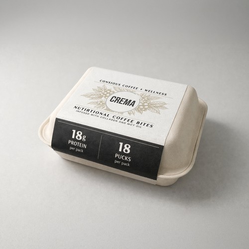 Food packaging label with the title 'Premium Coffee Bites Packaging Design'