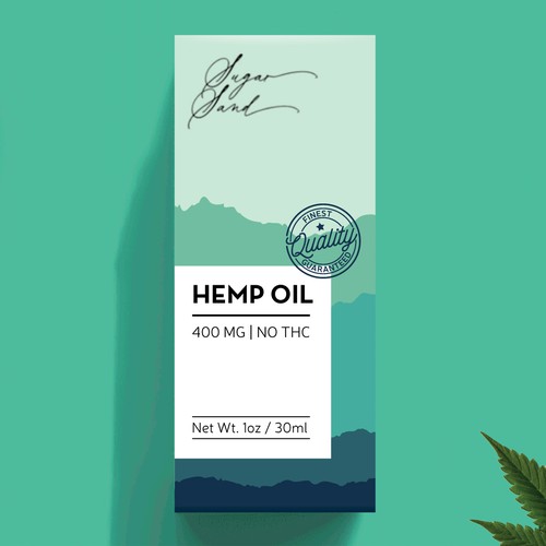 Oil packaging with the title 'Packaging design for hemp oil'