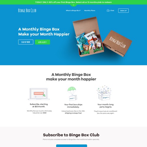 Subscription box design with the title 'Subscription Box Website Design'