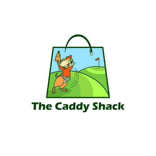 Shopping bag logo with the title 'The Caddy Shack - Gopher and golf bar'