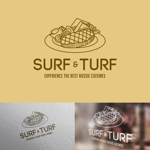 Steak logo with the title 'Surf & Turf Logo'