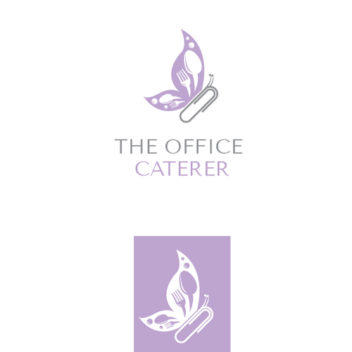 Butterfly brand with the title 'Clever logo for The Office Caterer'