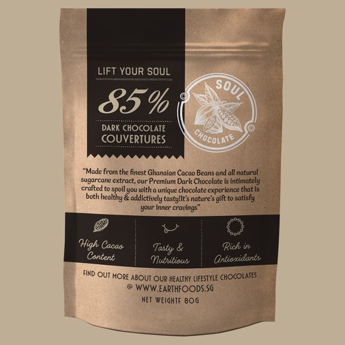 Chocolate label with the title 'label featuring Healthy Chocolates!'