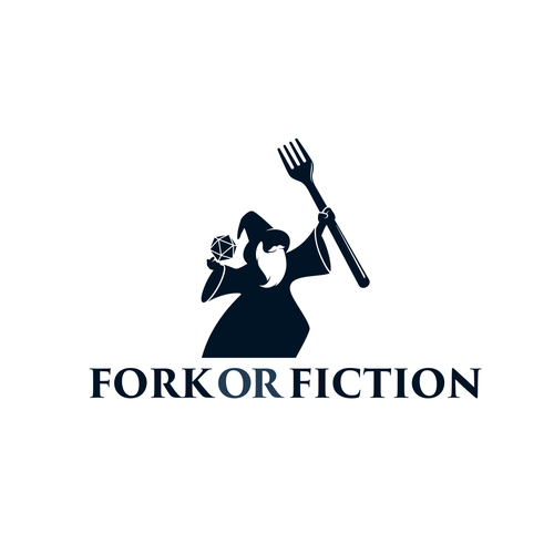 Wizard logo with the title 'logo concept for fork or fiction'