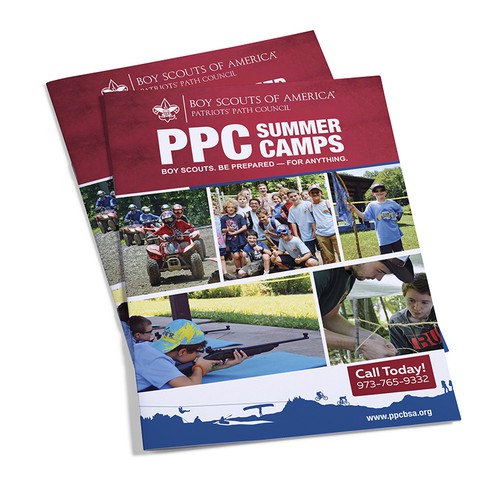 Folder design with the title 'Capabilities brochure that captivates Scouts and their Millennial Parents'