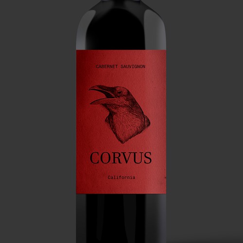 Drawing label with the title 'Corvus wine label design proposal '