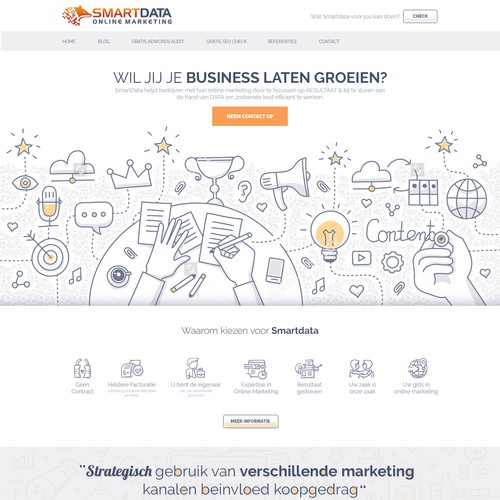 Internet website with the title 'Website Design for Online Marketing Agency'