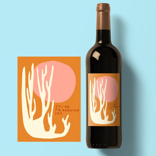 Abstract label with the title 'Coral Wine Label'