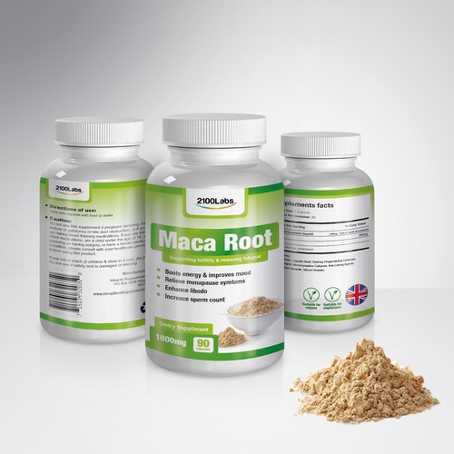 Medical label with the title 'Supplement label concept, Product design rendering'