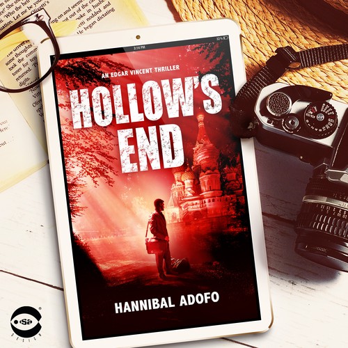 Crime book cover with the title 'eBook cover for “Hollow’s End” by Hannibal Adofo'