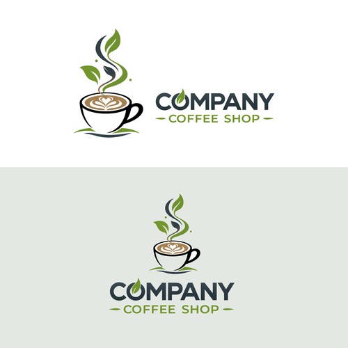 Espresso logo with the title 'Coffee Shop Logo Design | Modern Coffee Cup and Leaf Branding'
