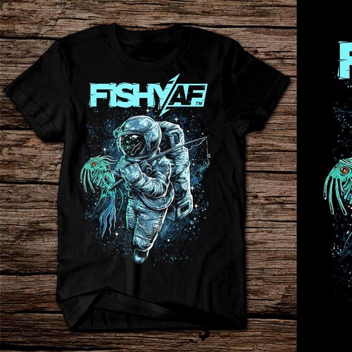 Sports t-shirt with the title 'Astronaut Fisherman for FISHY AF'
