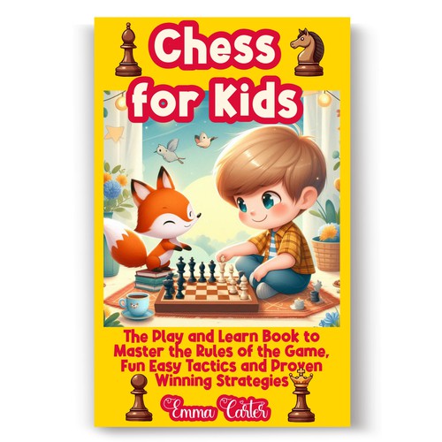 Cartoon book cover with the title 'Chess for kids'