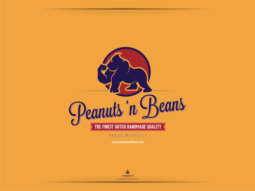 Gorilla logo with the title 'Help Peanuts 'n Beans with a new logo'