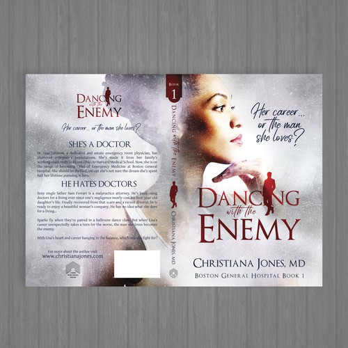 Creative book cover with the title 'Dancing with the Enemy by Christiana Jones, MD'