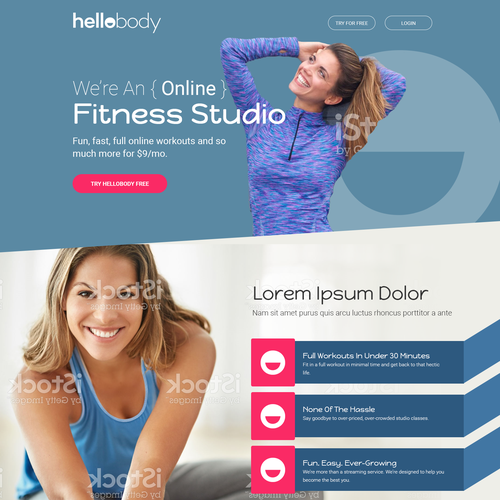 Theme website with the title 'Online Fitness Studio'