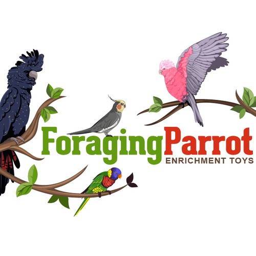 Parrot logo with the title 'Create a winning logo for a Parrot toy range'