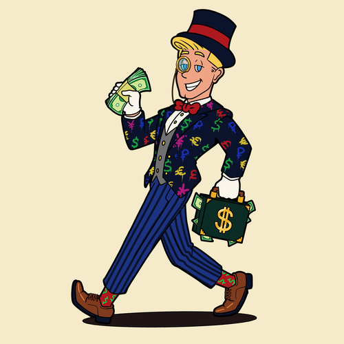 Men design with the title 'character inspired by Mr. Monopoly'