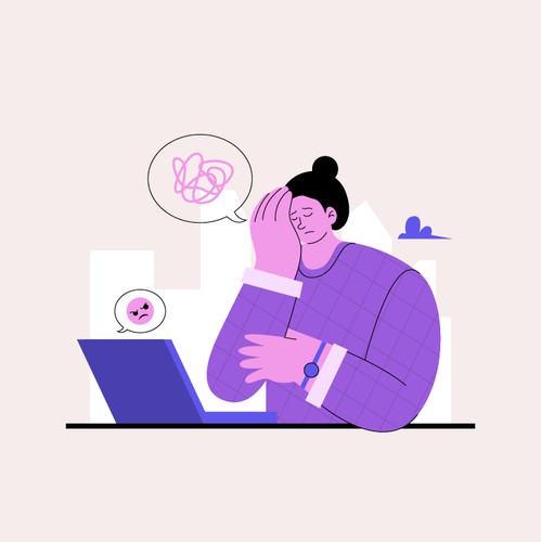 Meditation illustration with the title 'Hand Drawn Flat Mental Heath Illustration '