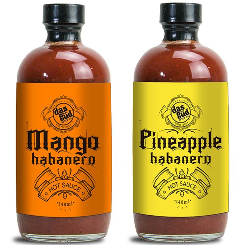 Spice label with the title 'Modern-Vintage packaging combination in a flavored sauce'